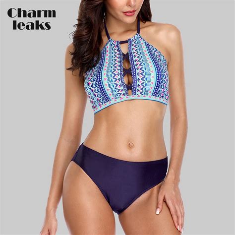 Aliexpress Buy Charmleaks Women Bikini Set High Neck Cross