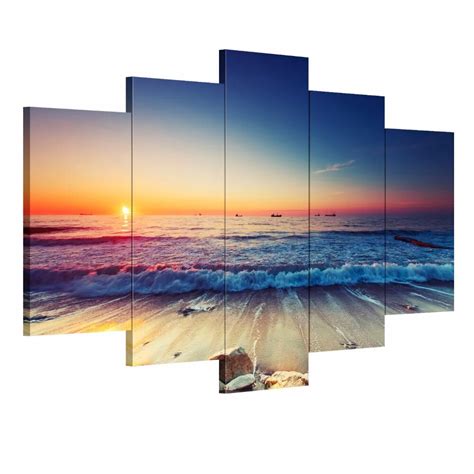 Pieces Modern Wall Art Canvas Unframed Modular Sunrise Panel Print