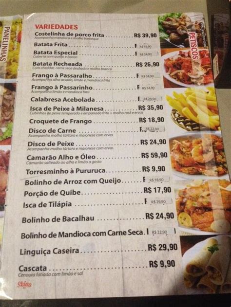 Menu Em Skina Restaurante Bar Goi Nia