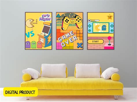 Retro Arcade Game Room Decor Printable Wall Art - Etsy