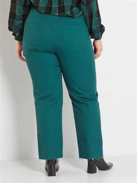 Denim Broek Met Wijde Pijpen Grijs Groen Kiabi