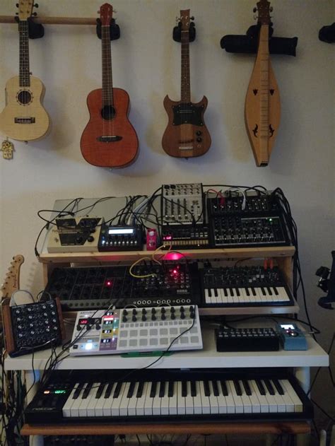 My Rig With Homemade Double Synth Stand And Keyboard Drawer Bonus My