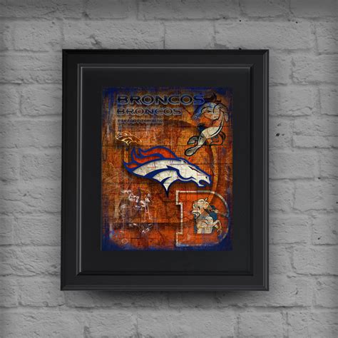 Denver Broncos Football Poster, Denver Broncos Layered Sports Print, B ...