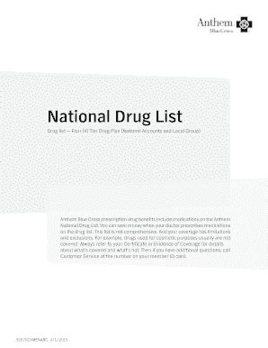 Fillable Online Drug List Four 4 Tier Drug Plan National Accounts