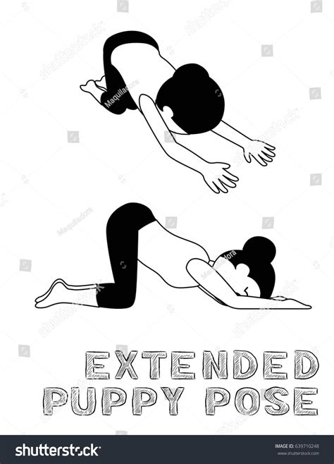 Yoga Extended Puppy Pose Cartoon Vector Stock Vector Royalty Free