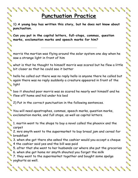 Correct Punctuation Worksheet