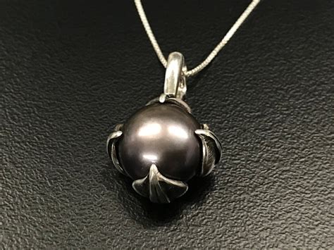 Black Pearl Pendant Natural Black Pearl Vintage Pendant - Etsy