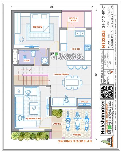 25'X40' FEET EAST FACING HOUSE PLAN | NAKSHAMAKER +91-8707837682 | House plans, Little house ...