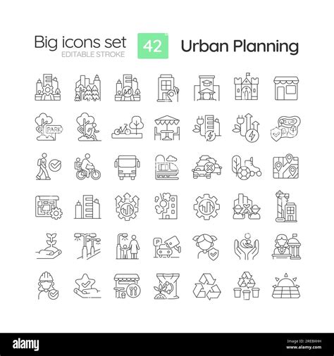 Urban Planning Linear Icons Set Stock Vector Image Art Alamy