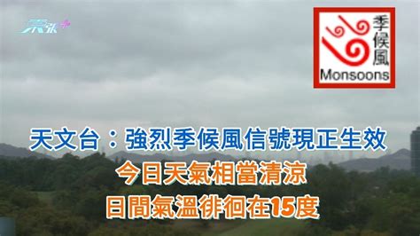 天文台：強烈季候風信號現正生效 今日天氣相當清涼 日間氣溫徘徊15度 東張