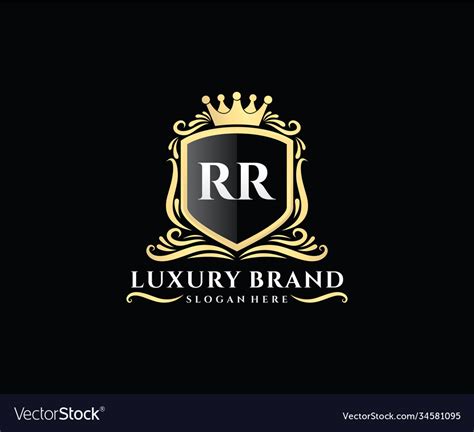 Rr Initial Letter Gold Calligraphic Feminine Vector Image