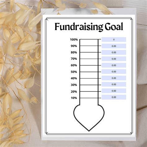 Fundraising Goal Tracker Printable Donation Goal Tracker Fillable