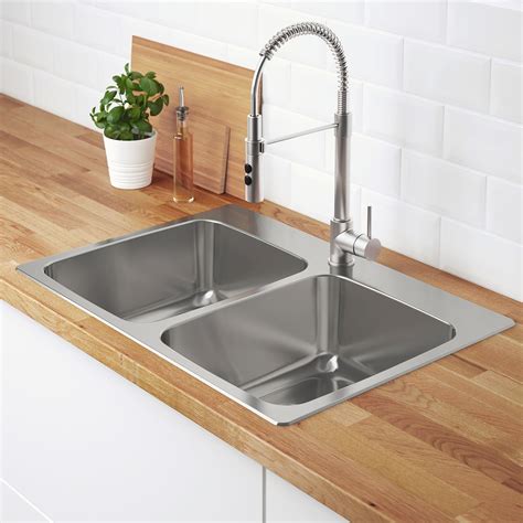 L Ngudden Double Bowl Top Mount Sink Stainless Steel Ikea Inset