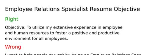 Top 16 Employee Relations Specialist Resume Objective Examples