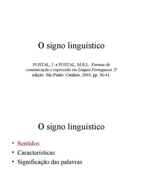 Signo Linguístico: Definições e Exemplos | PDF | Linguística ...