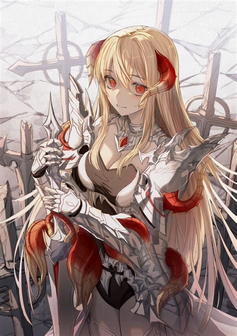 The Card Armor Cleavage Horns Sword 709293 Yande Re