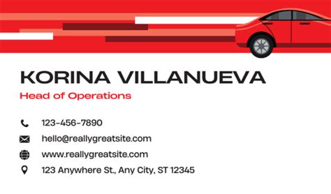 Red White Mechanic Business Card Design Shareecard