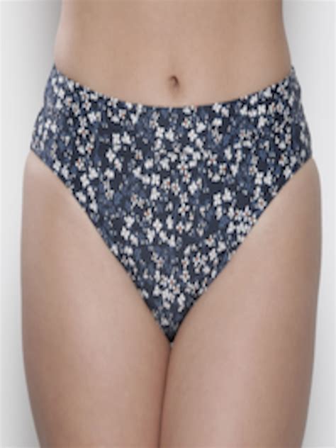 Buy Marks Spencer Women Navy Blue White Printed High Leg Swim