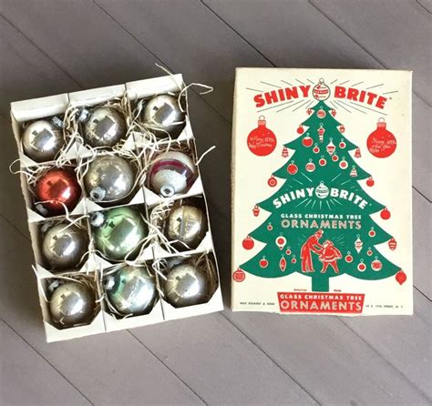 Shiny Brite Christmas Ornaments Set Of In Box Vintage Etsy