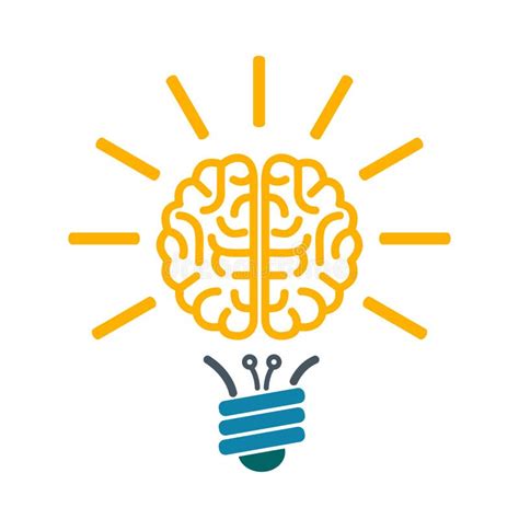 Bulb With Human Brain Brainstorming Concept Vector Stock Vector