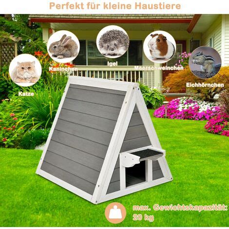 Goplus Katzenhaus Mit T R Wetterfeste Katzenhoehle Aus Tannenholz