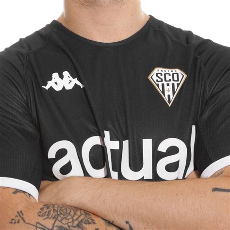 Camiseta Kappa Angers SCO 2022 2023 Kombat Negra Blanca Futbolmania