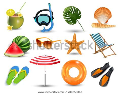 Illustration Realistic Summer Holidays Seaside Beach Ilustra Es Stock