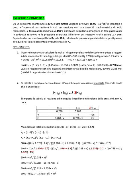 Esame Chimica Febbraio Esercizio Compito Da Un Recipiente