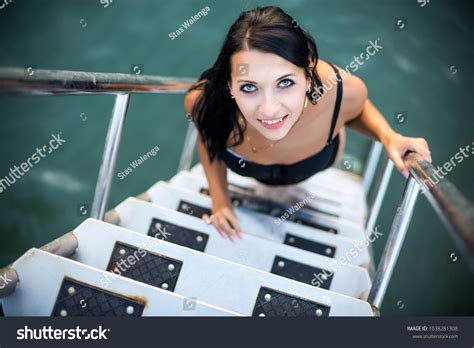 Woman Wearing Bikini Going Stairs Down Stock Photo Shutterstock