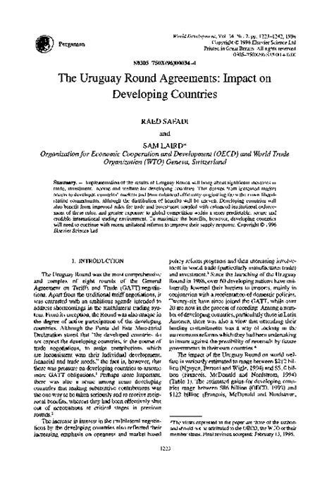 (PDF) The Uruguay Round agreements: Impact on developing countries ...