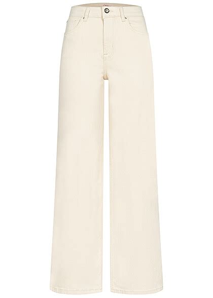 Only Damen Noos Jeans Hose Mit Weitem Bein Und Pockets Ecru Beige