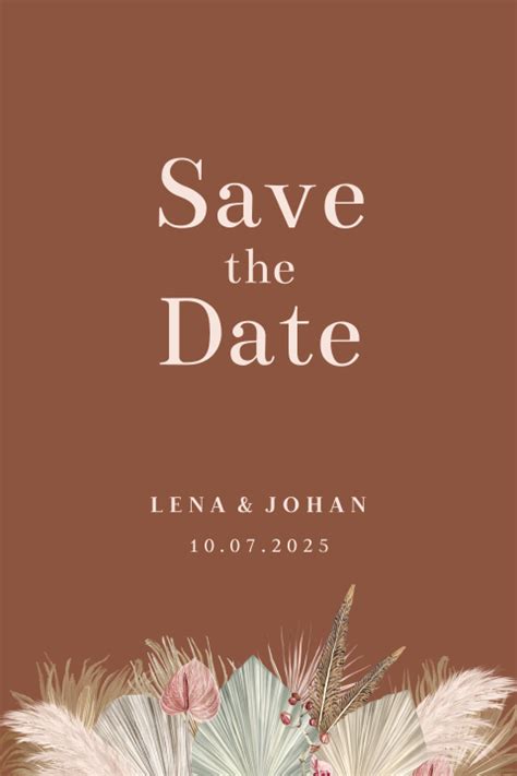 Save The Date Karte Mit Flora Motiv