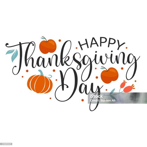 Happy Thanksgiving Day Lettering Design For Celebration Stock