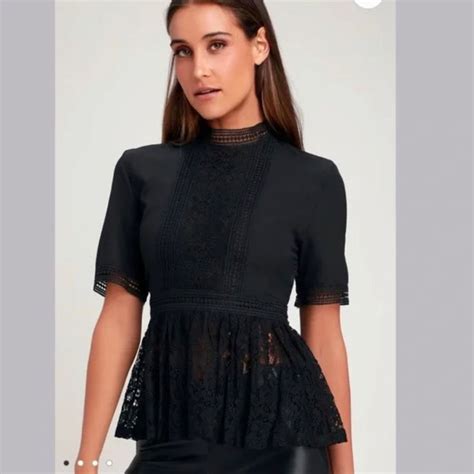 Nwt Zara Women Black Lace Peplum Top In Peplum Lace Top Lace