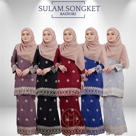 Sulam Songket Baiduri Sb Line Kurung Moden Plus Size Xs Sehingga Xl