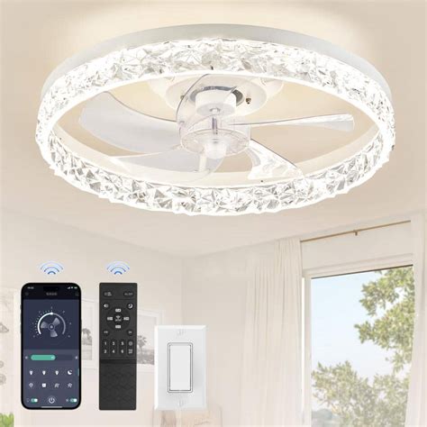 HINNIXY 20 In Smart Indoor Fresh White Crystal Flush Mount Color