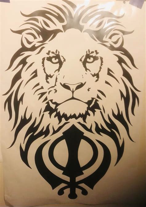 Khanda With Lion Wall Decal Etsy