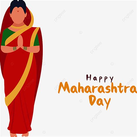 Maharashtra Vector Art PNG Maharashtra Day Red Saree Women Saree