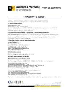 Ficha De Seguridad Hipoclorito Sodico Ficha De Seguridad