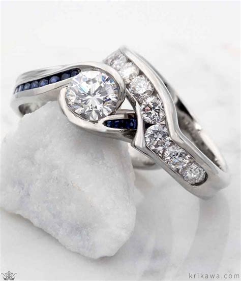 An Organic Flowing Design The Carved Wave Engagement Ring Gracefully