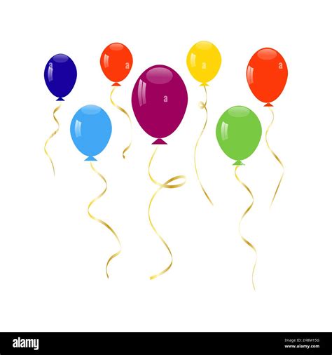 Colorful flying balloons with highlights and gold ribbons Stock Vector ...