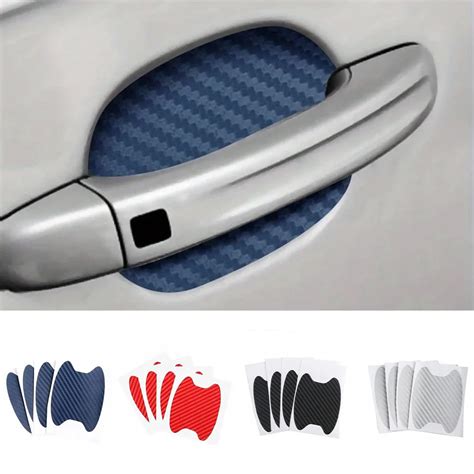 Pcs Car Door Handle Stickers Carbon Fiber Anti Scratch Car Door Handle