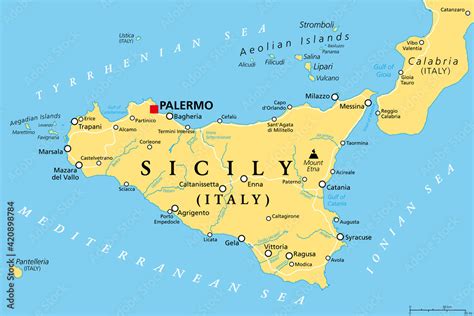 Obraz Sicily Autonomous Region Of Italy Political Map With Capital