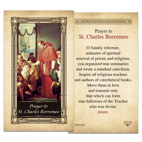 St Charles Borromeo Kilgarlin Laminated Prayer Card Shopcatholic