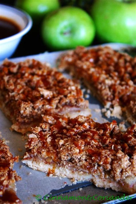 En Apple Pie Bars With Salted Caramel Sauce Cinnamon Coriander