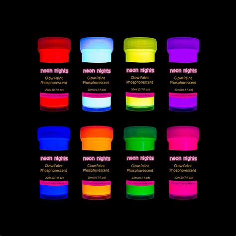 Midnight Glo Uv Face Body Paint Set Fluorescent Face Paints Blacklight Reactive Safe Washable