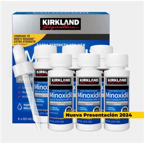 Minoxidil Kirkland Caja Sellada X 6 Frascos Para El Crecimiento Del