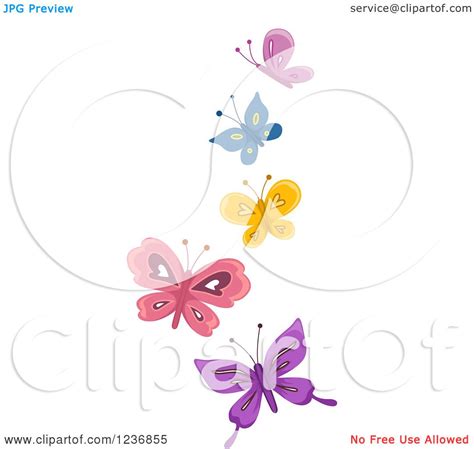 Clipart Of A Trail Of Colorful Butterflies Royalty Free Vector