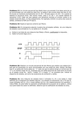 Electrónica digital Guía de problemas de maquina de estado FSM PDF