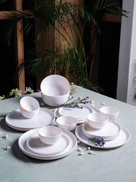 White Dinner Sets - 20 Pcs - Bluee